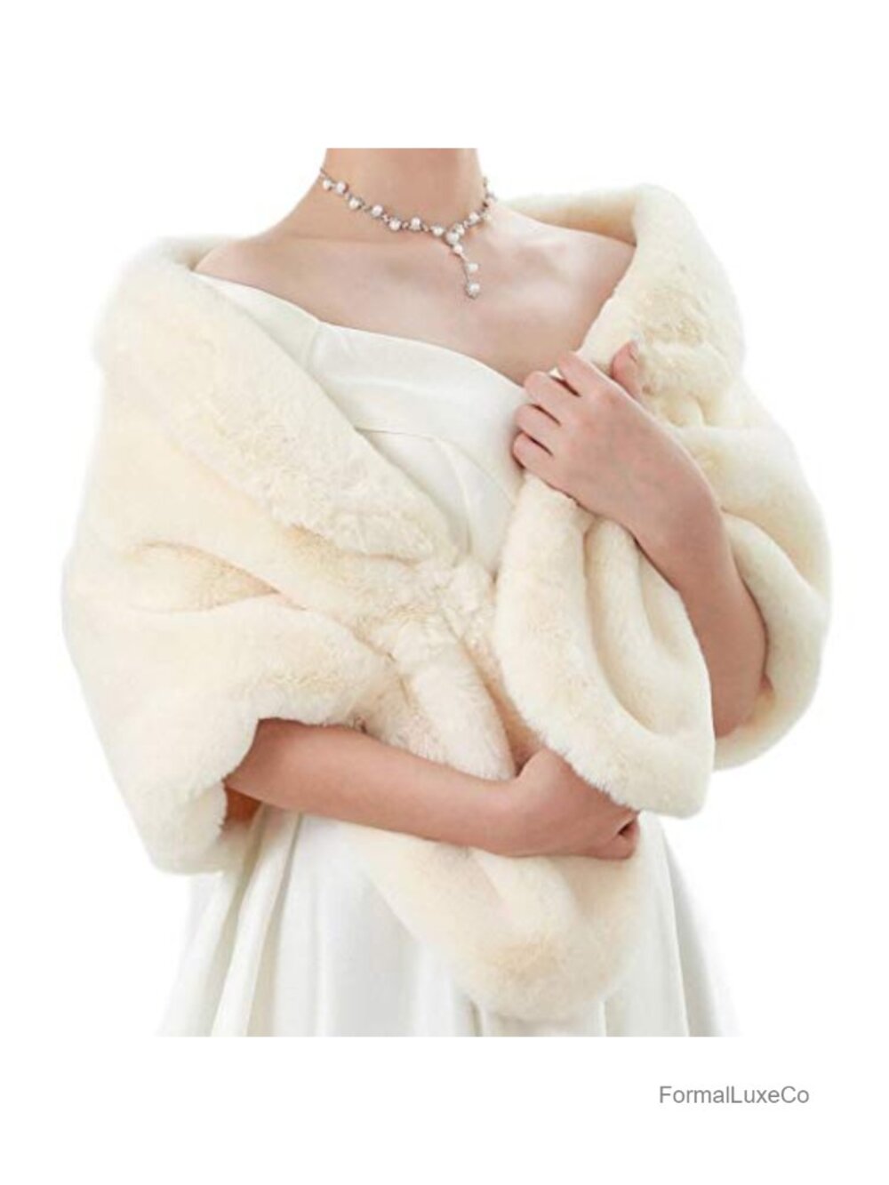 Faux Fur Wedding Shawl Wrap Stole Bridal Cover Up for Women